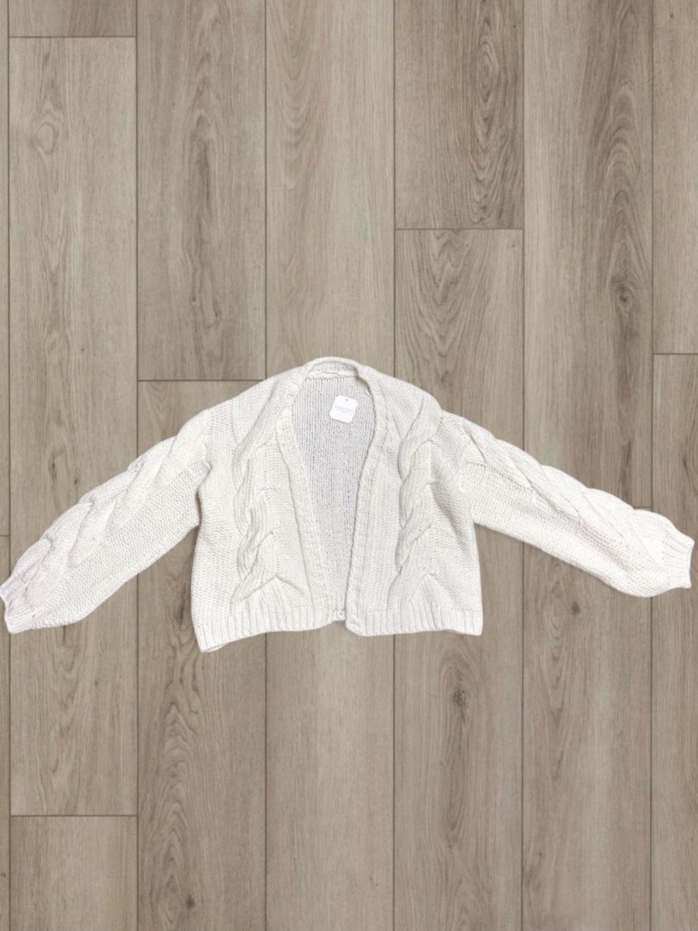 Altar'd State Cream Cable-Knit Open Cardigan